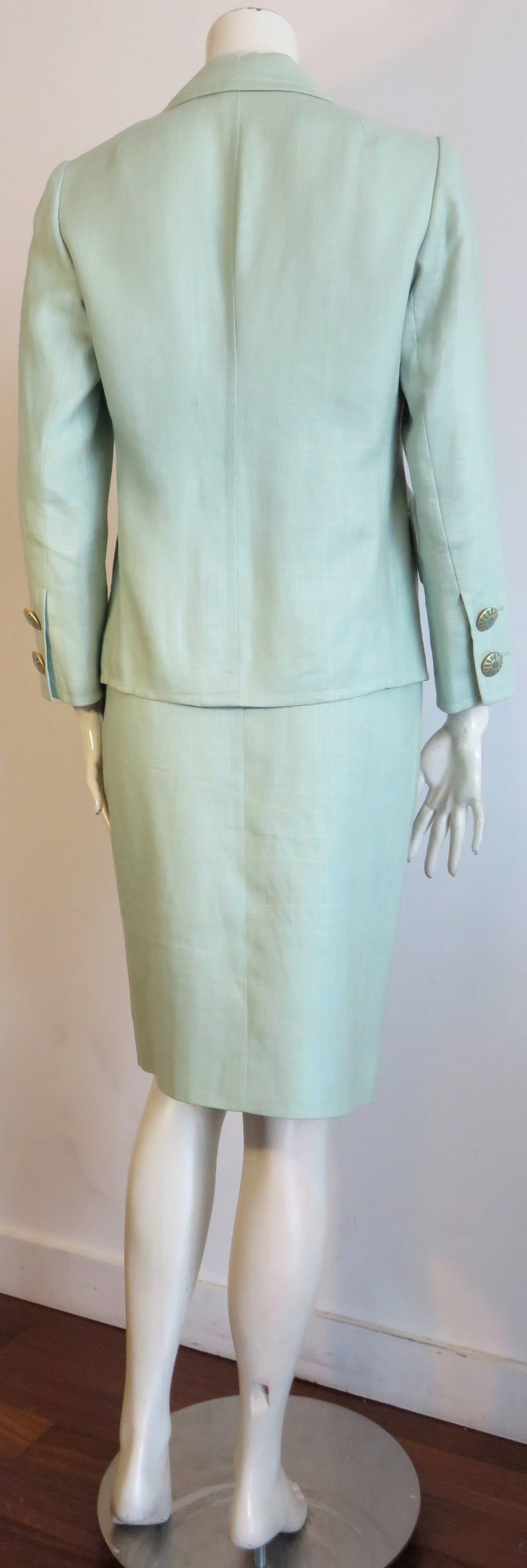 Women's 1990's YVES SAINT LAURENT YSL Linen skirt suit For Sale