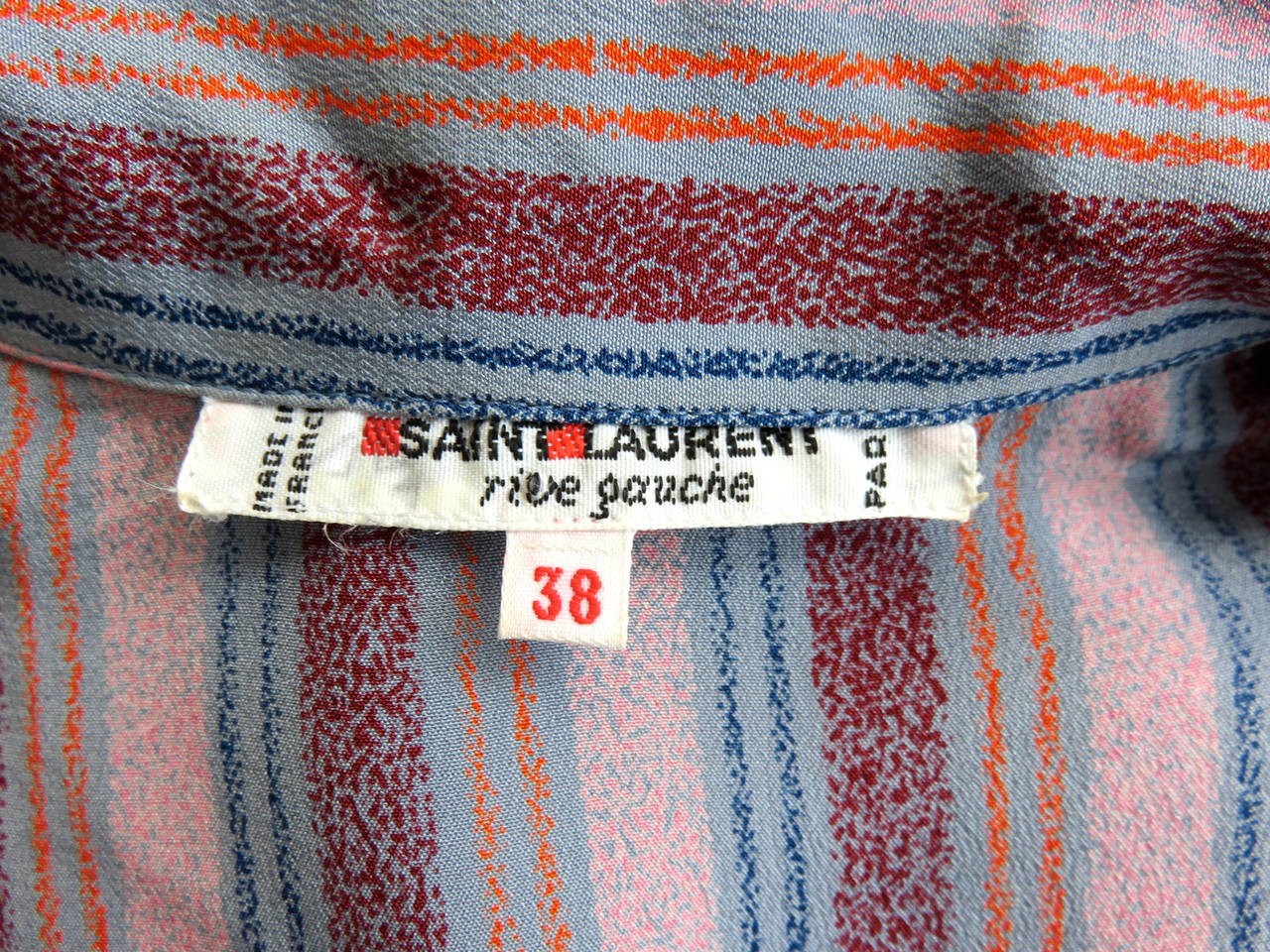 1970's YVES SAINT LAURENT Stripe silk blouse / shirt & scarf YSL For Sale 1