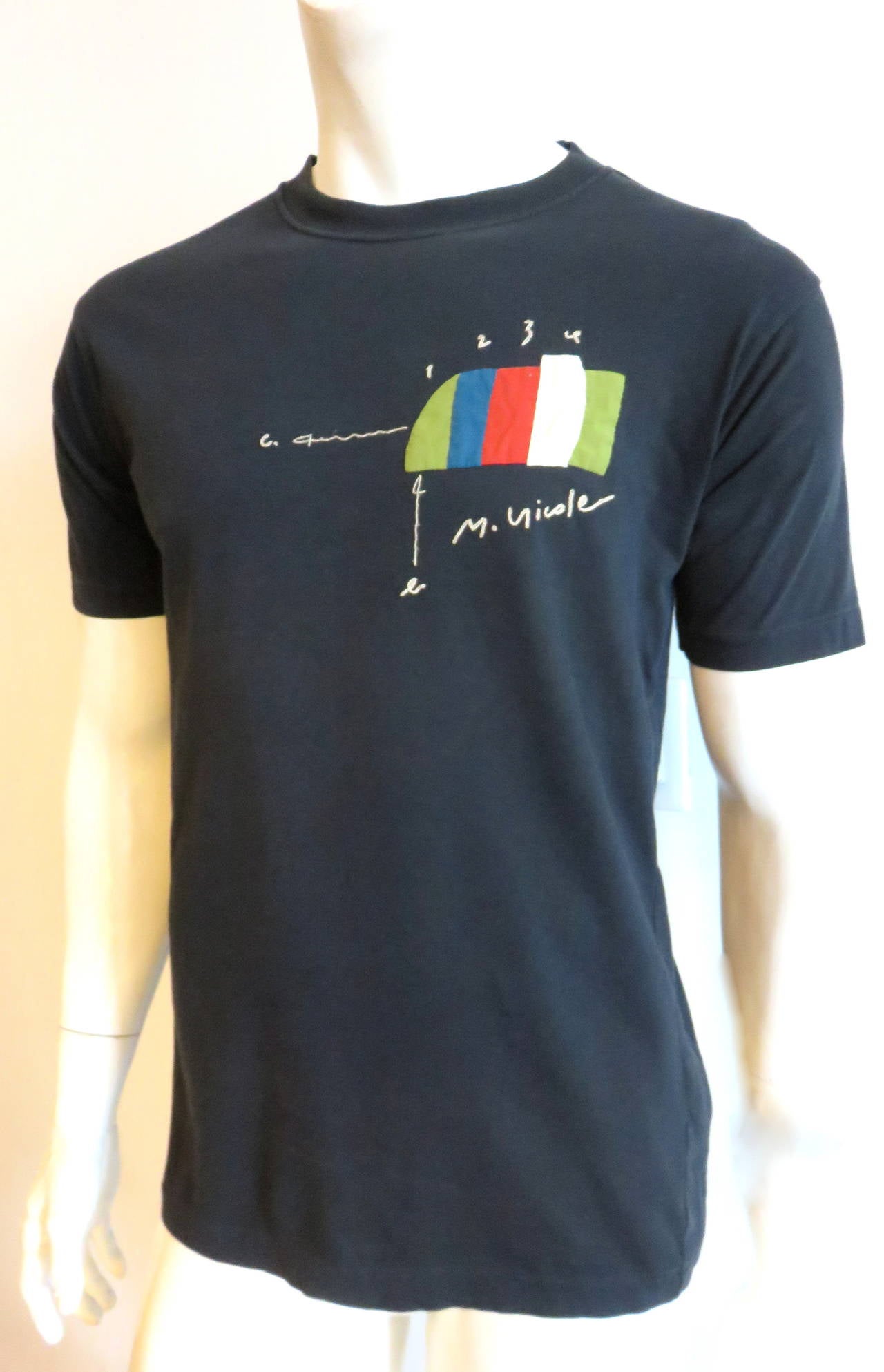 1980's MATSUDA Monsieur Nicole Men's appliqué t-shirt
