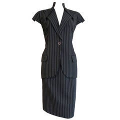 Vintage 1998 GIVENCHY COUTURE by ALEXANDER McQUEEN Pinstripe skirt suit