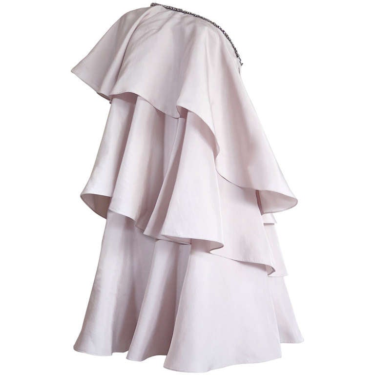 LANVIN PARIS Silk one shoulder dress For Sale