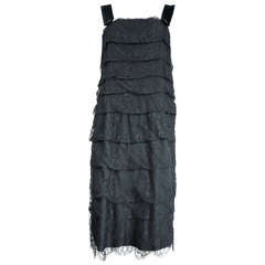 LANVIN PARIS  Tiered black lace dress
