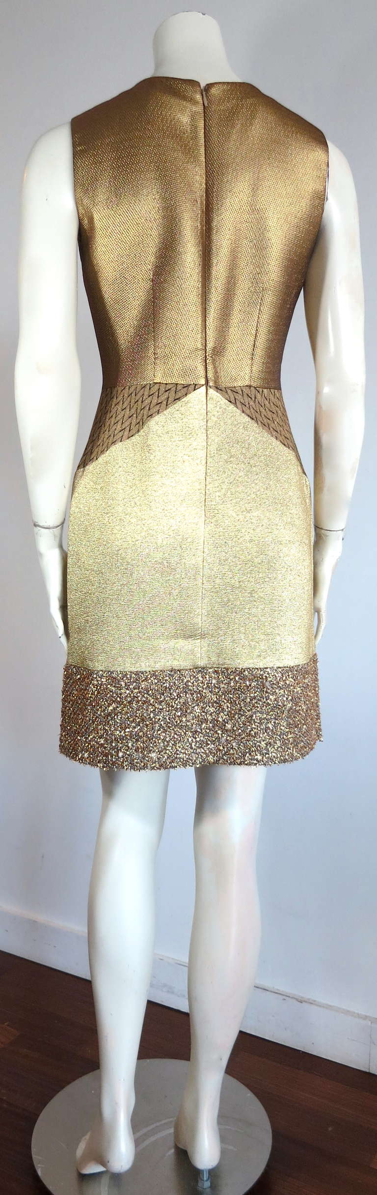 New MISSONI ITALY Metallic gold patchwork cocktail dress 3