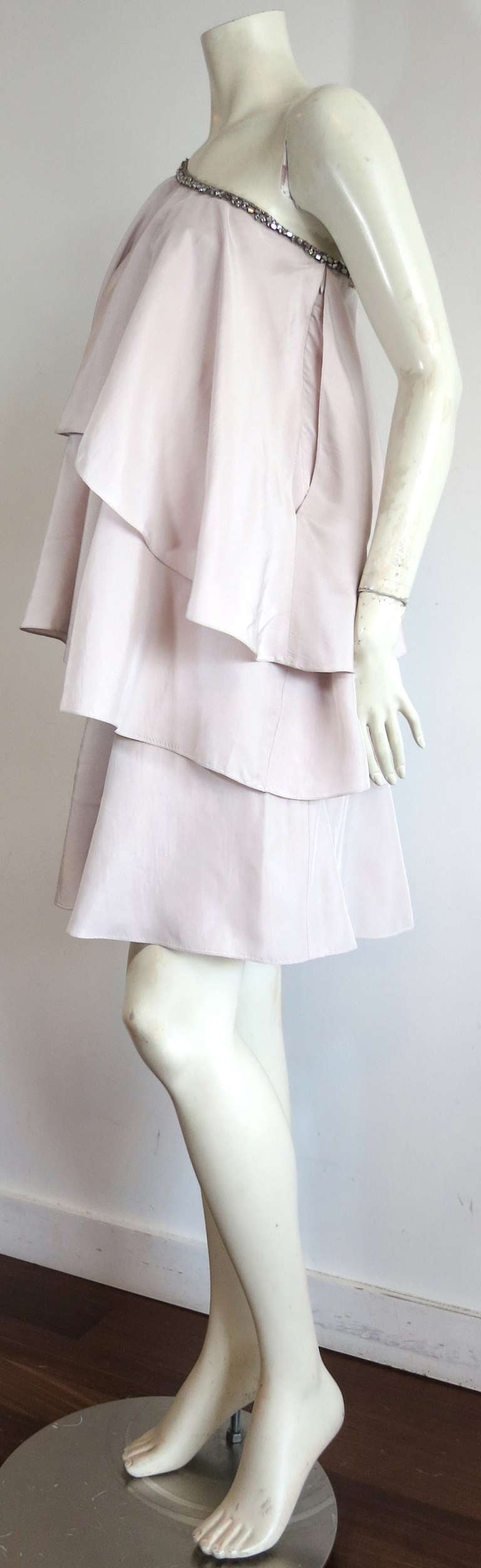 LANVIN PARIS Silk one shoulder dress In Good Condition For Sale In Newport Beach, CA
