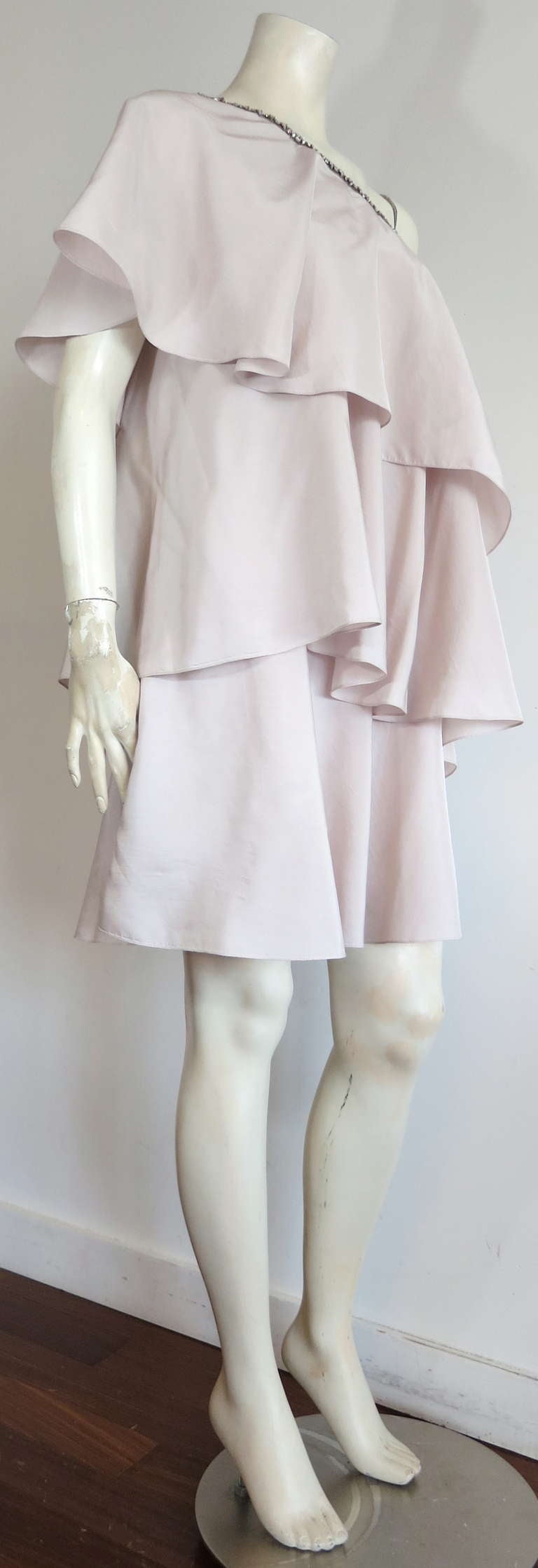 LANVIN PARIS Silk one shoulder dress For Sale 3