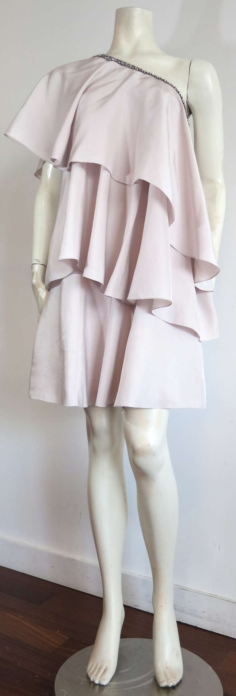 Gray LANVIN PARIS Silk one shoulder dress For Sale