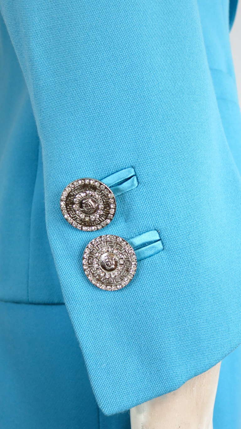 1990's GIANNI VERSACE COUTURE Turquoise skirt suit 3