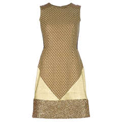 New MISSONI ITALY Metallic gold patchwork cocktail dress