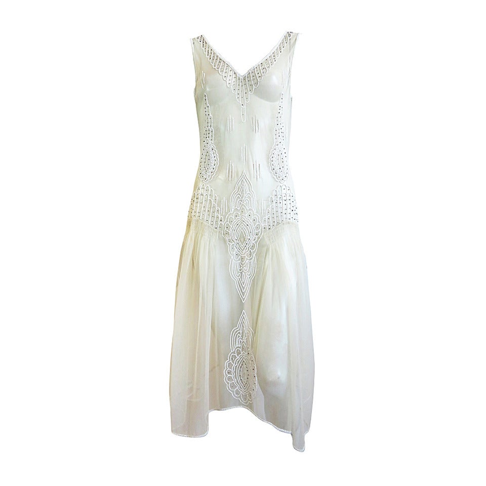 1920's-Inspired beaded sheer dress For Sale