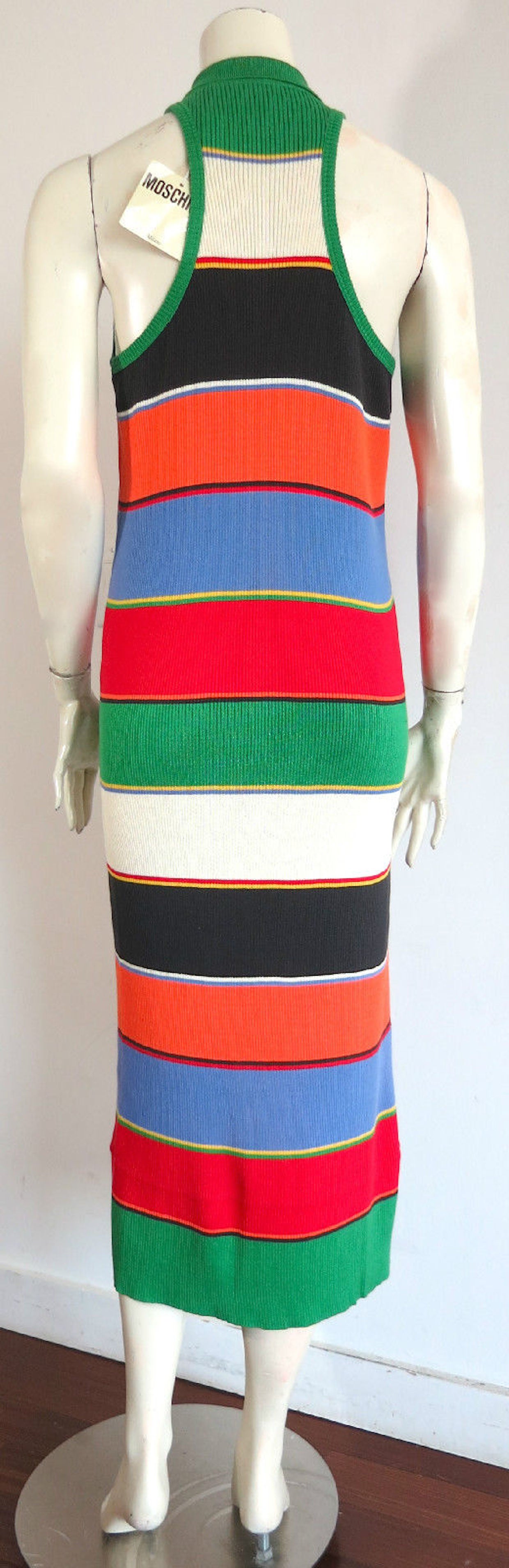 1990's MOSCHINO Multi-color rib knit dress never worn In New Condition In Newport Beach, CA