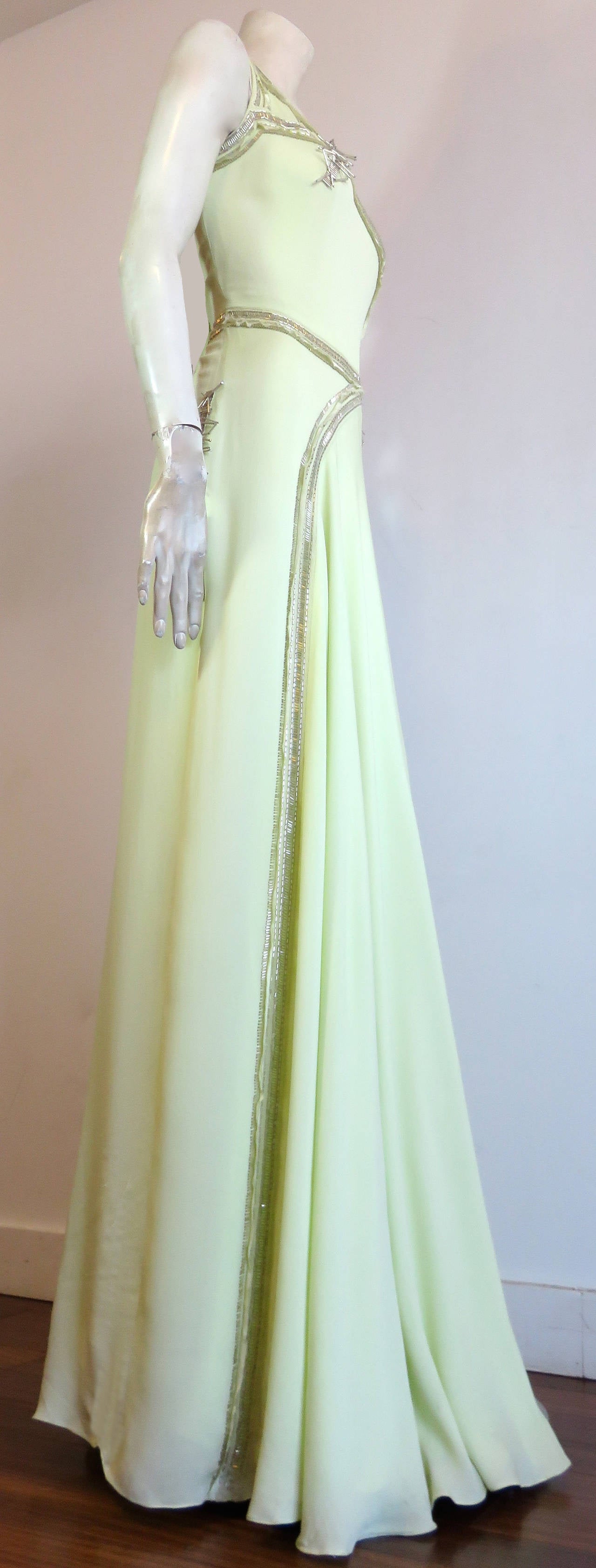 New CAROLINA HERRERA Embellished silk evening dress 2