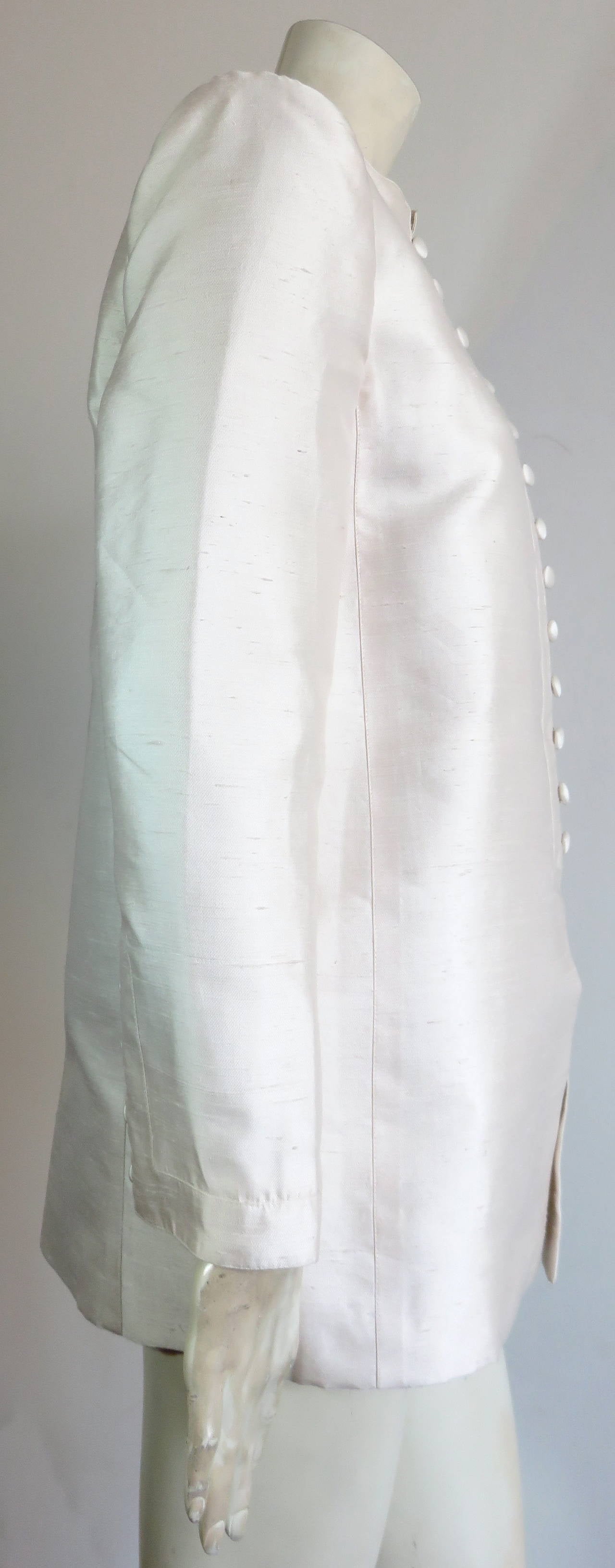 Gray 1980's OSCAR DE LA RENTA Silk Shantung Nehru-style jacket For Sale