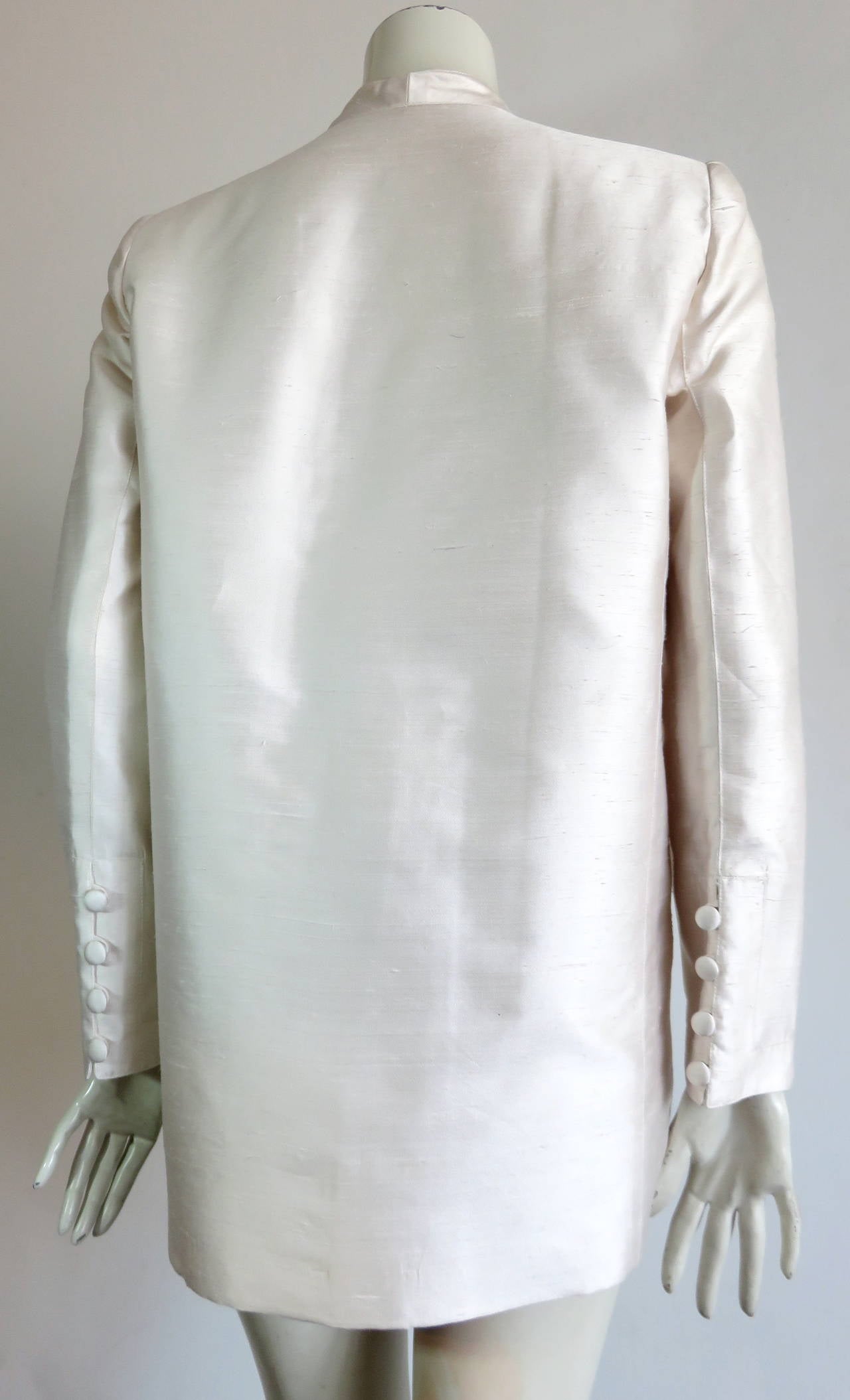 Women's 1980's OSCAR DE LA RENTA Silk Shantung Nehru-style jacket For Sale