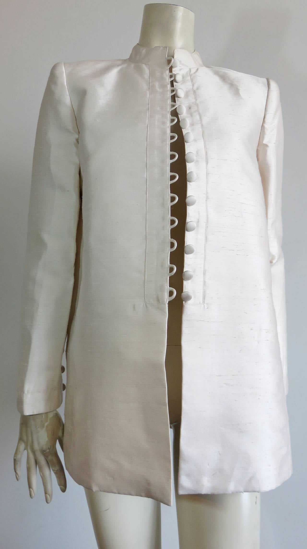 1980's OSCAR DE LA RENTA Silk Shantung Nehru-style jacket For Sale 1