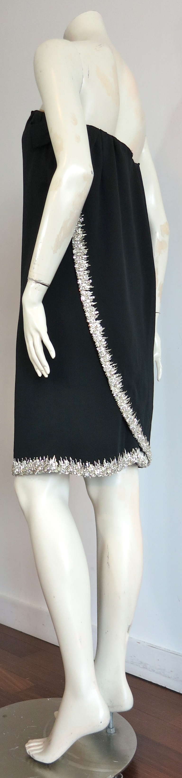 1965 CHRISTIAN DIOR Haute Couture Numbered black silk dress In Good Condition In Newport Beach, CA
