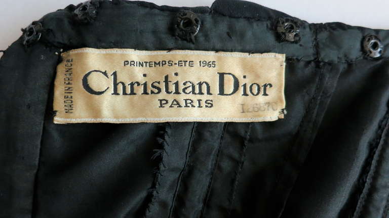 1965 CHRISTIAN DIOR Haute Couture Numbered black silk dress 2