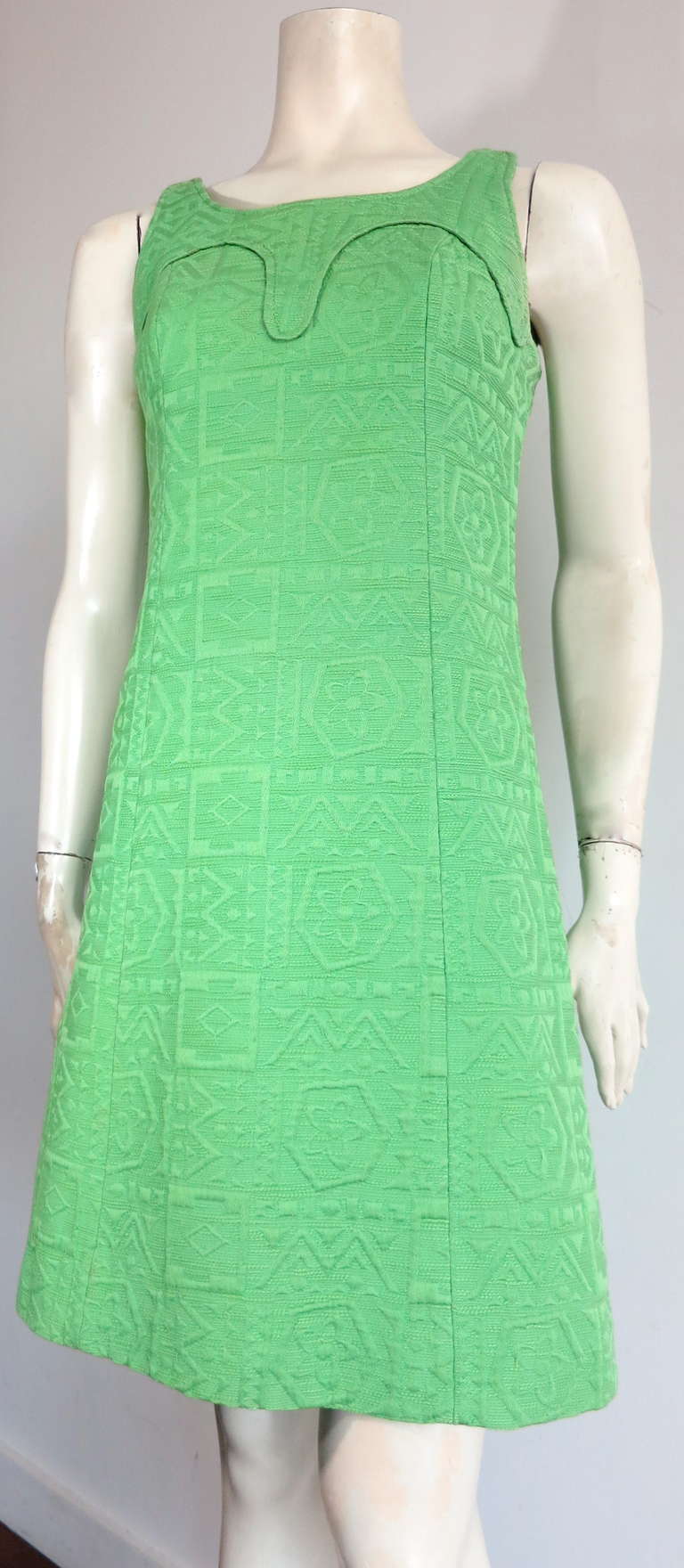 Green 1960's LOUIS FERAUD Mod sun dress For Sale