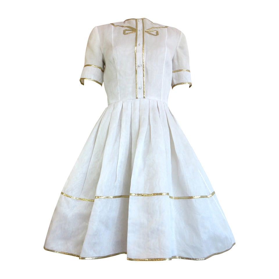 1980
s GEOFFREY BEENE Silk organza 
lamé dress