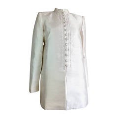 Vintage 1980's OSCAR DE LA RENTA Silk Shantung Nehru-style jacket
