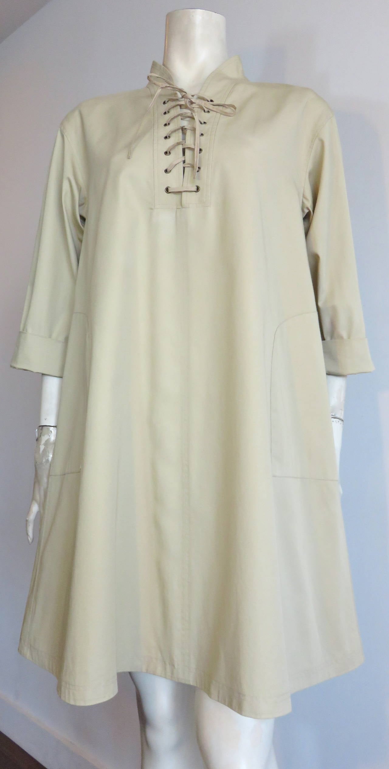 1990's YVES SAINT LAURENT YSL Safari tunic dress In Good Condition For Sale In Newport Beach, CA