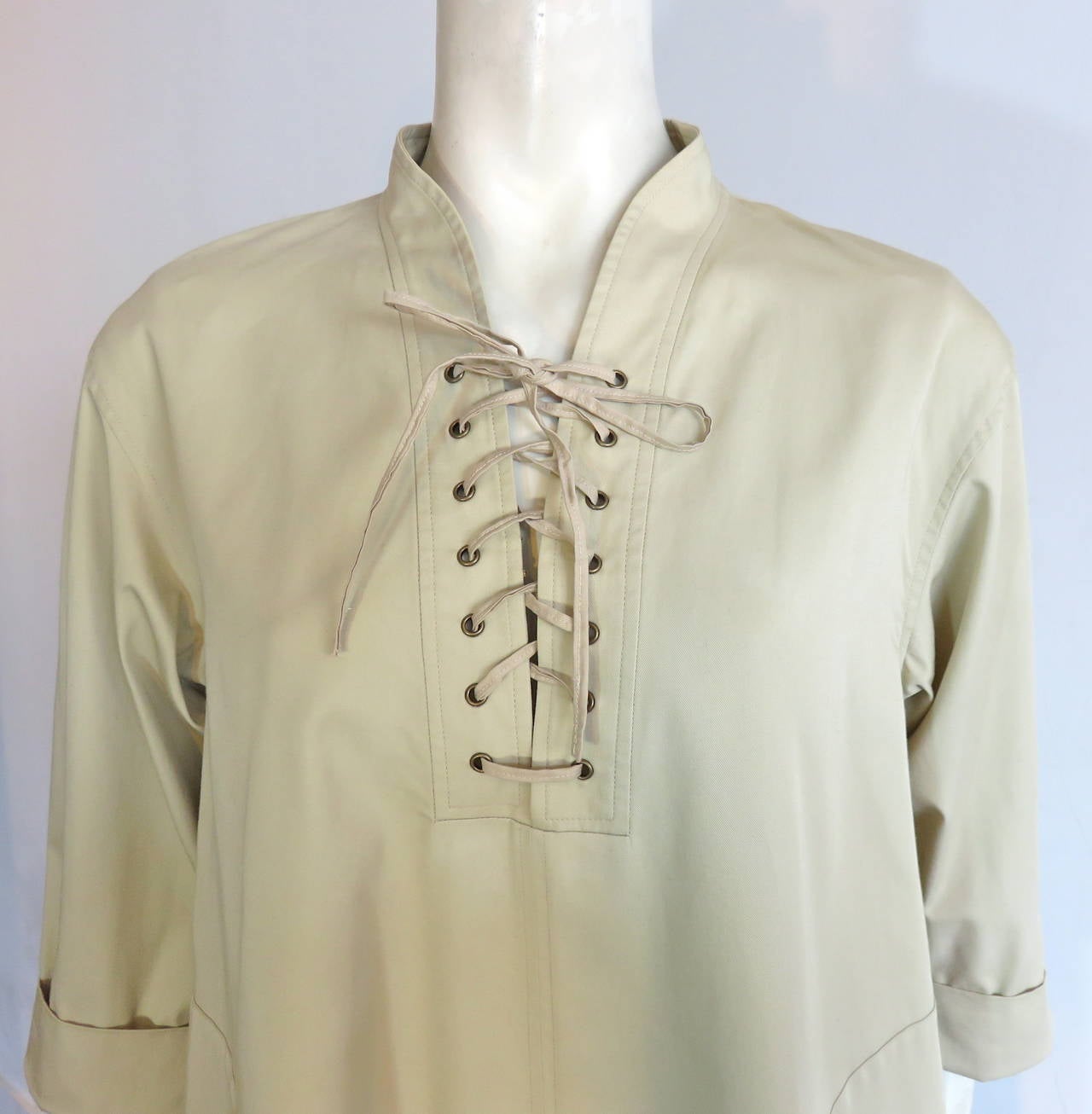 1990's YVES SAINT LAURENT YSL Safari tunic dress For Sale 4