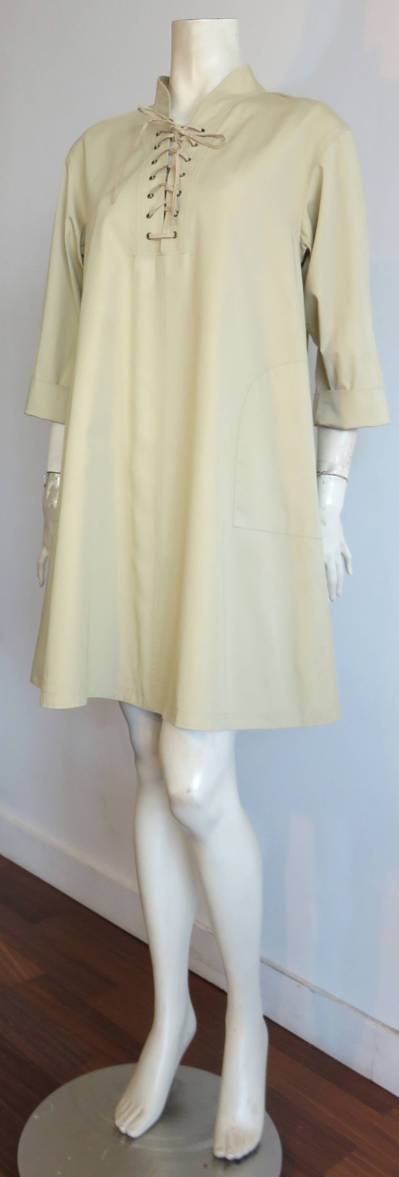 1990's YVES SAINT LAURENT YSL Safari tunic dress For Sale 3