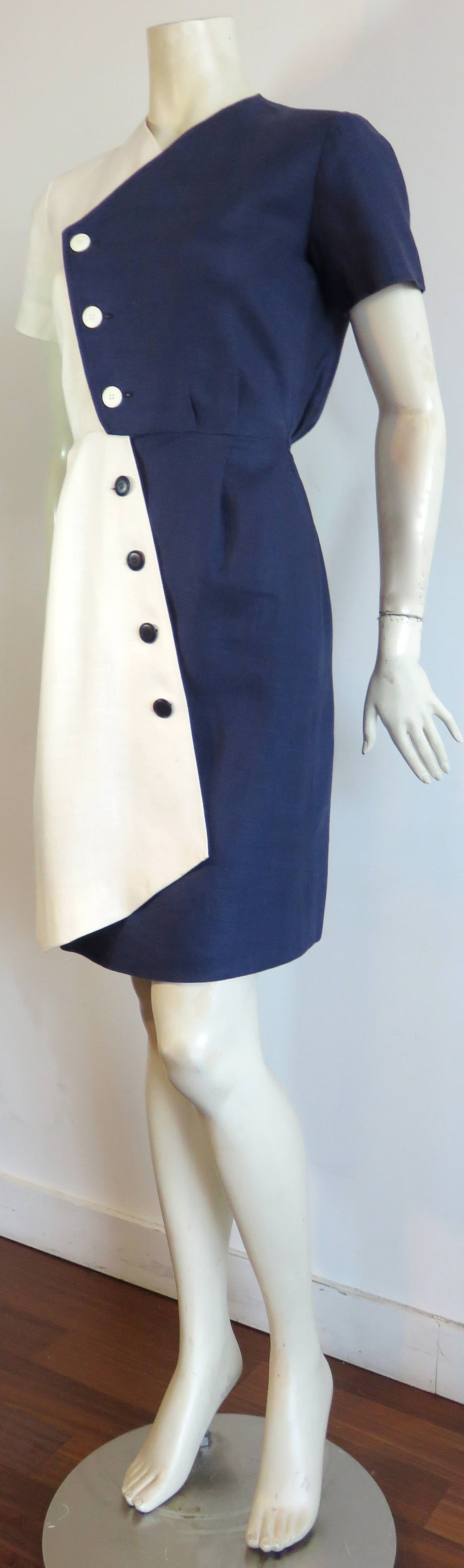 1980's YVES SAINT LAURENT YSL Cubist style day dress In Good Condition In Newport Beach, CA