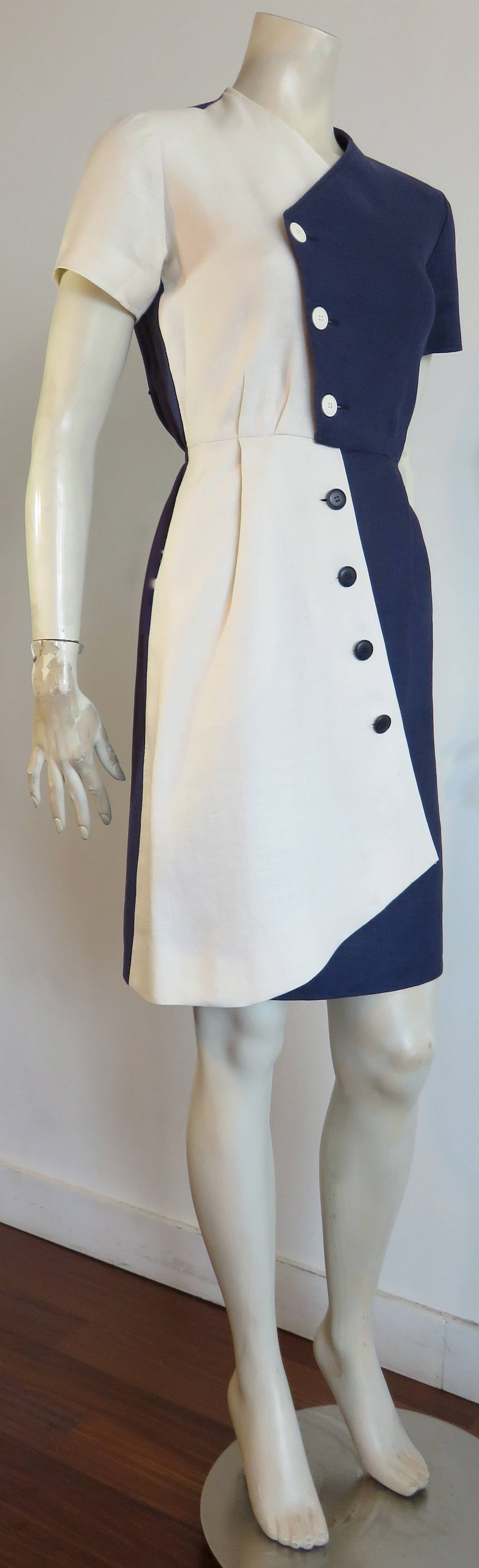 Women's 1980's YVES SAINT LAURENT YSL Cubist style day dress