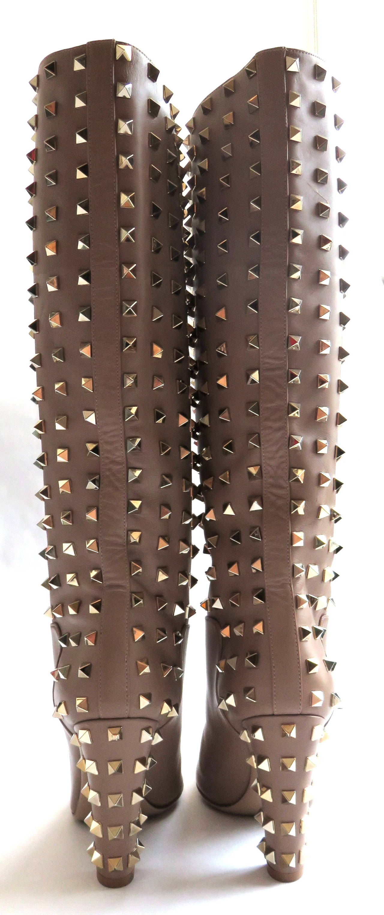 2014 VALENTINO Rockstud Leather knee-high boots unworn 4