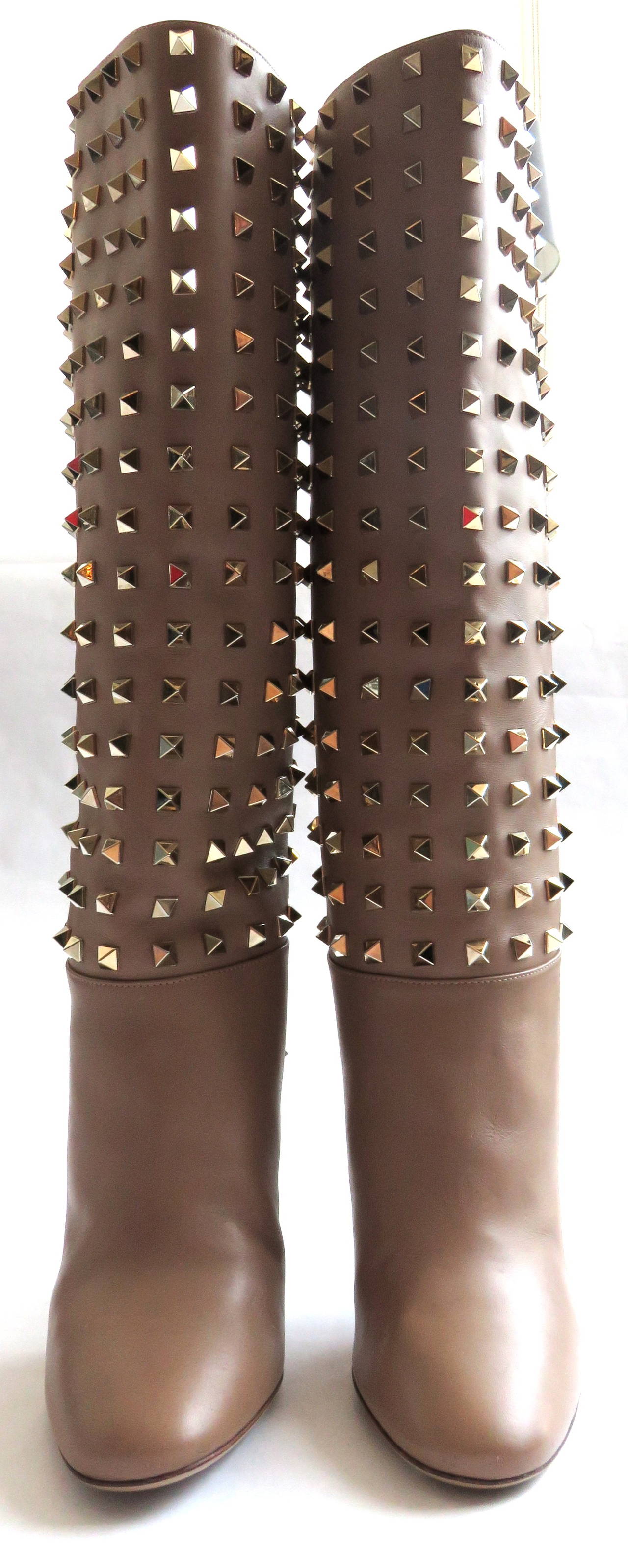2014 VALENTINO Rockstud Leather knee-high boots unworn 3
