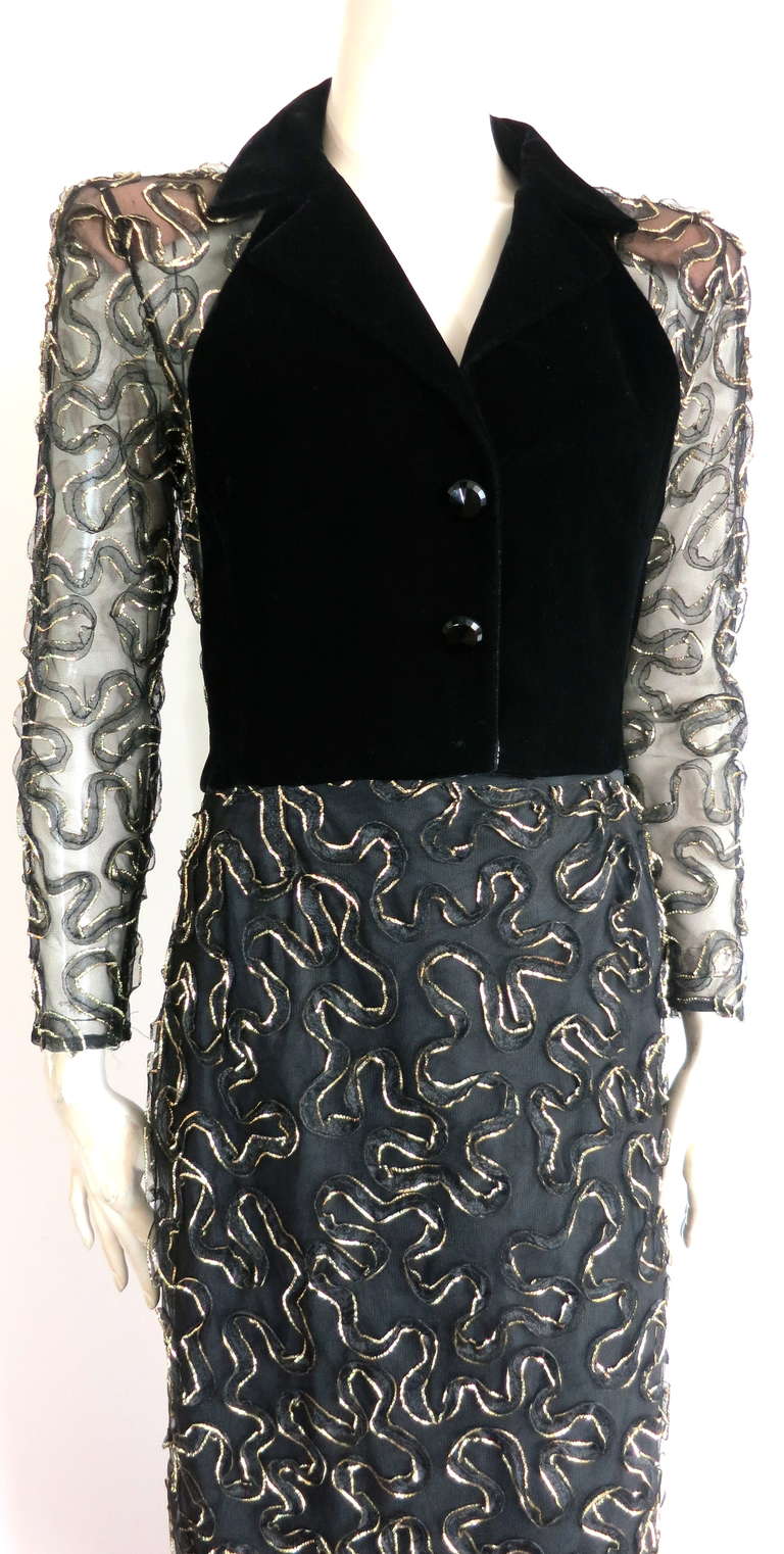 1980's JACQUELINE DE RIBES Couture evening dress For Sale 3