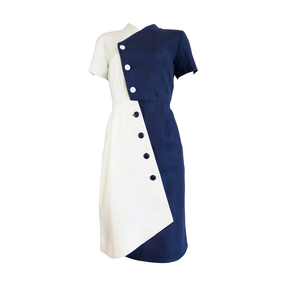 1980's YVES SAINT LAURENT YSL Cubist style day dress