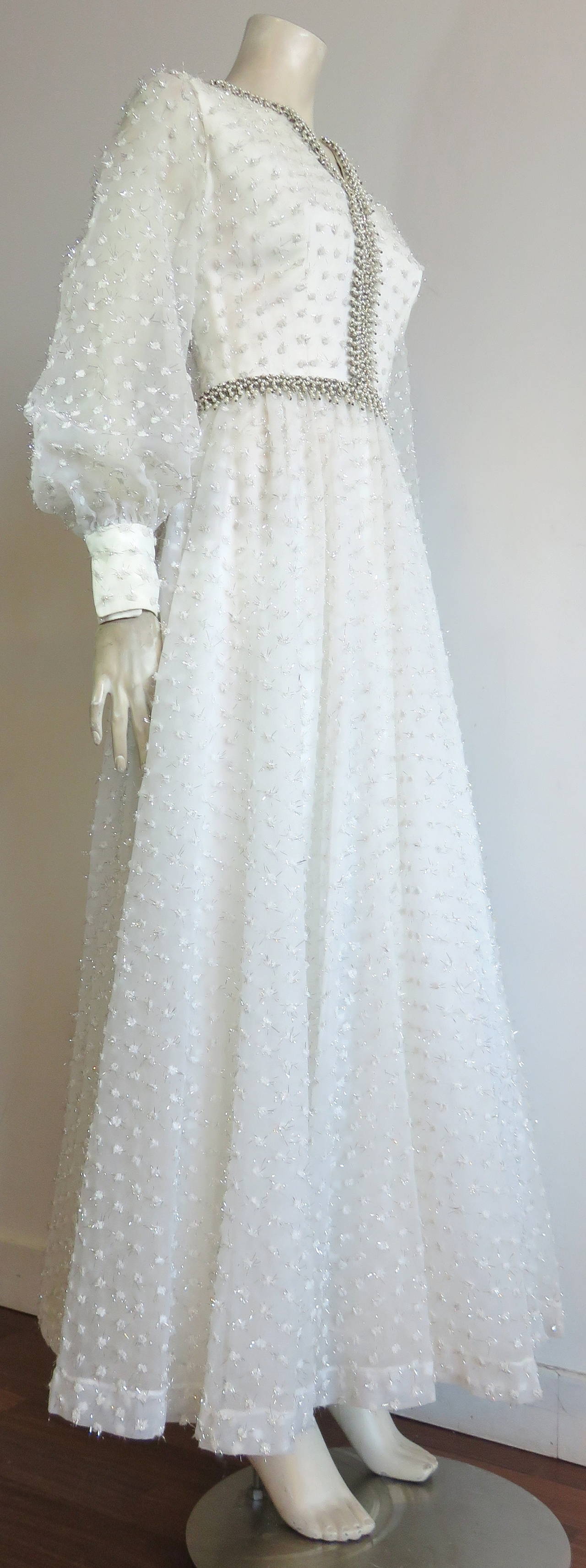 Gray 1960's ROSE TAFT Couture dress with pearl beading For Sale