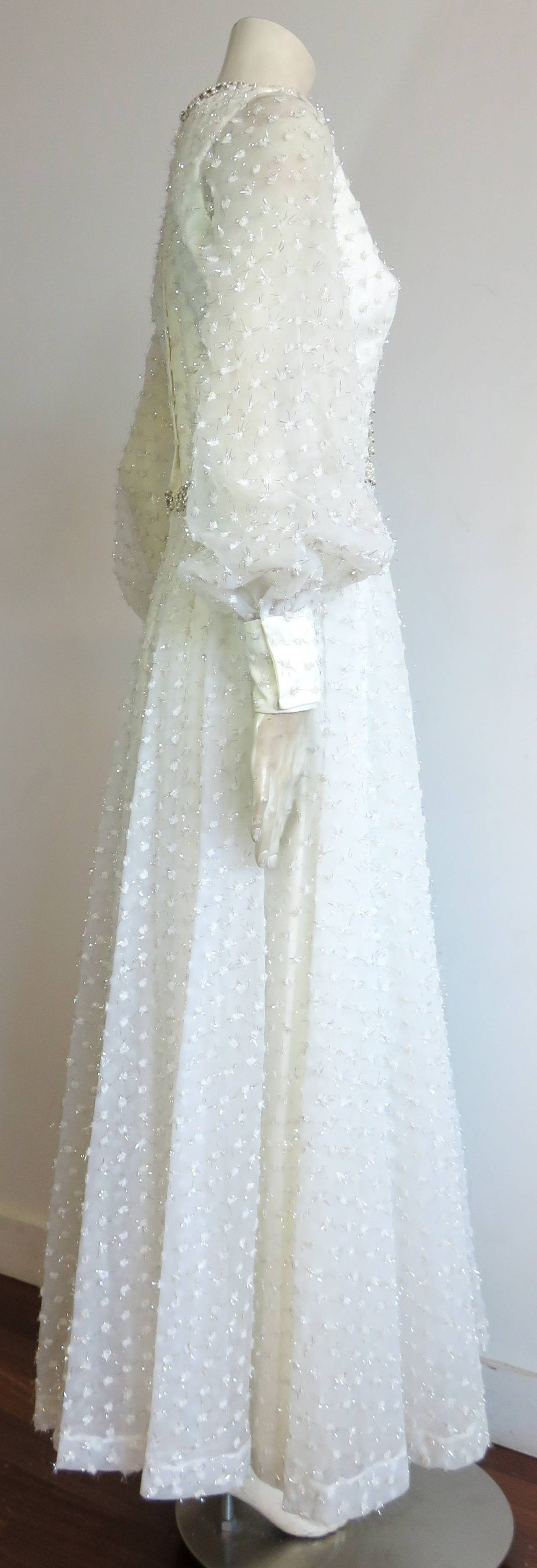 1960's ROSE TAFT Couture dress with pearl beading In Excellent Condition For Sale In Newport Beach, CA