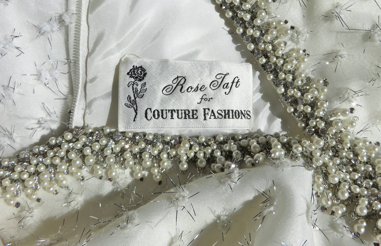 1960's ROSE TAFT Couture dress with pearl beading For Sale 2
