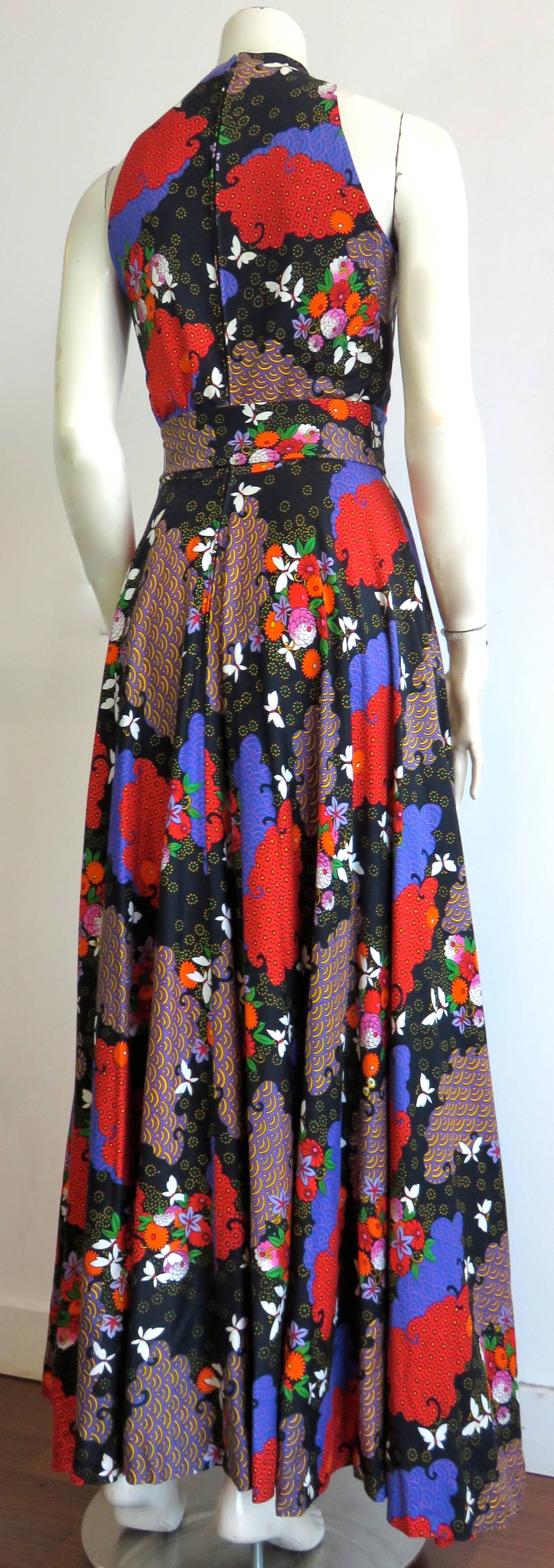 1970's GEOFFREY BEENE BOUTIQUE Floral print dress & belt For Sale 1