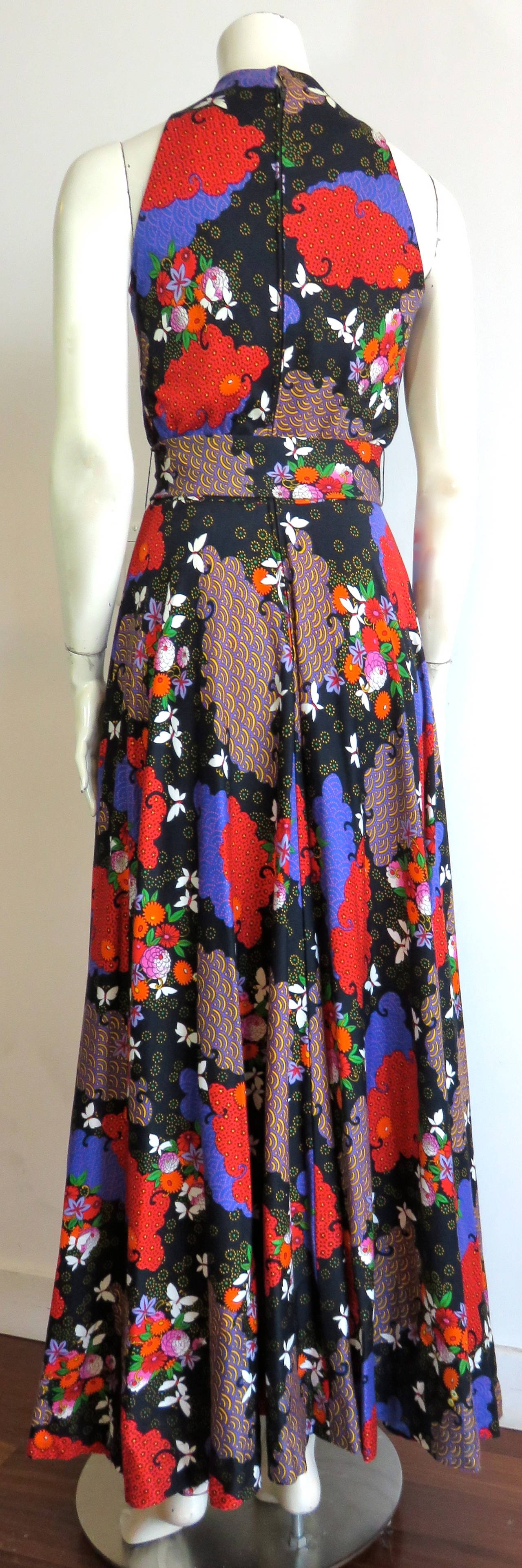 1970's GEOFFREY BEENE BOUTIQUE Floral print dress & belt For Sale 3