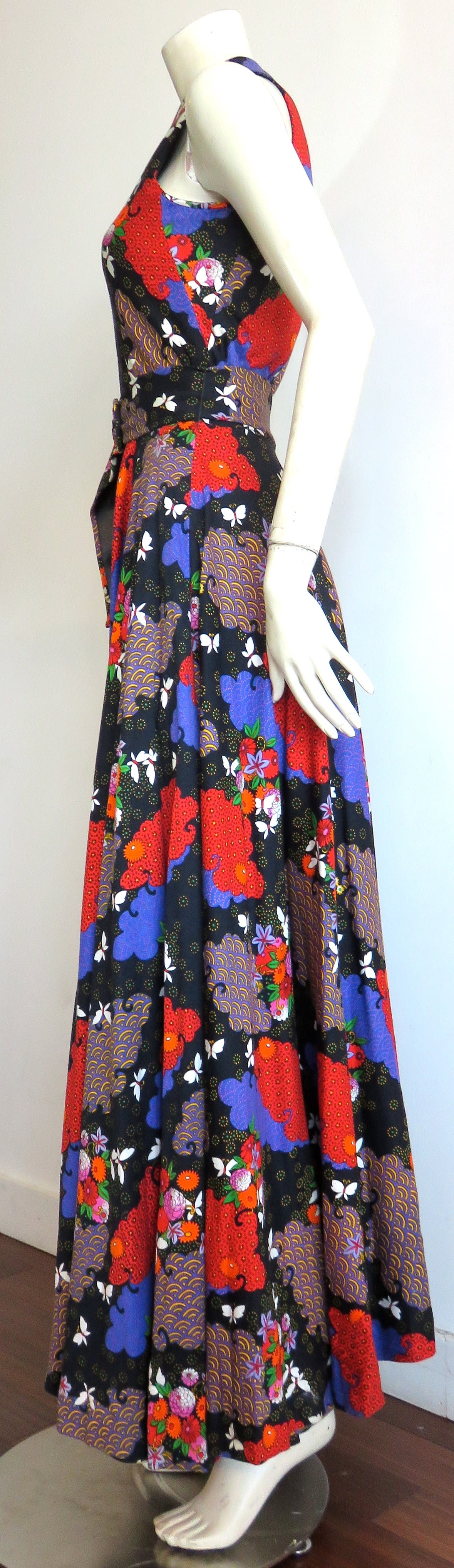1970's GEOFFREY BEENE BOUTIQUE Floral print dress & belt For Sale 2