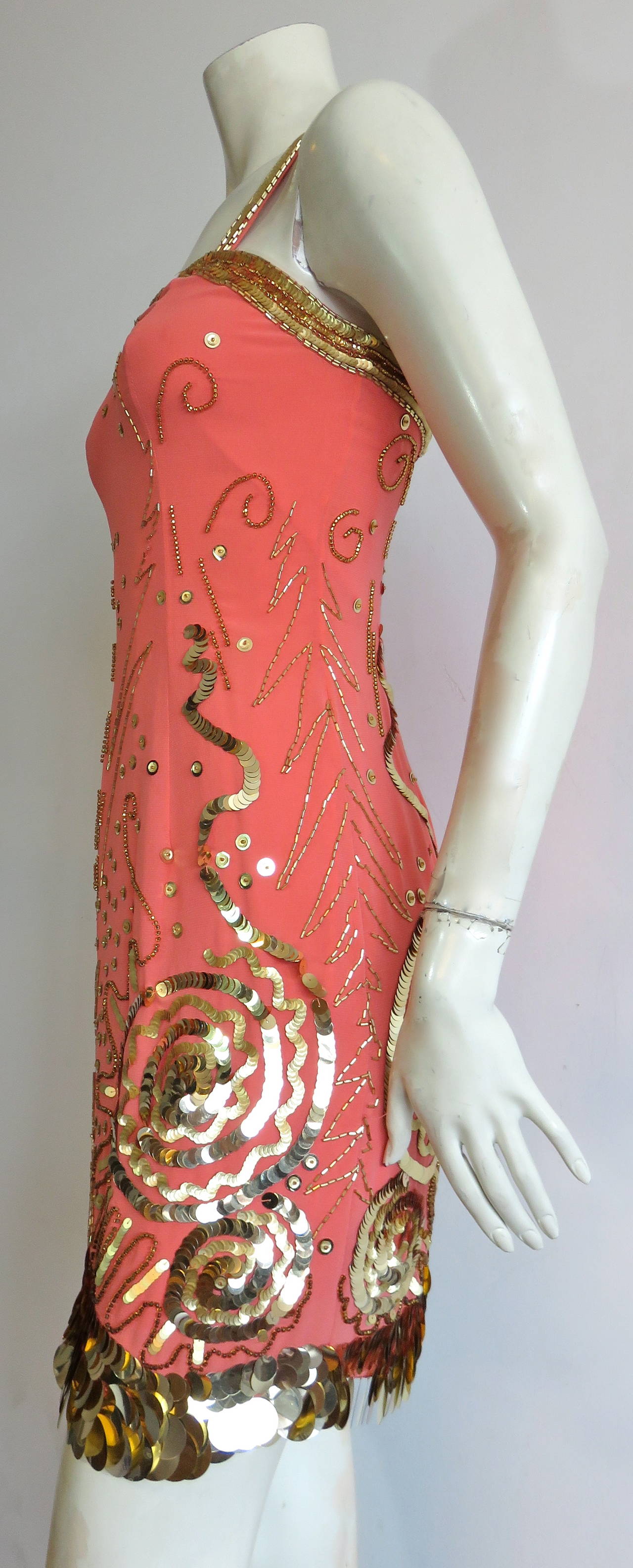 Women's 1980's FABRICE Embellished silk cocktail dress For Sale