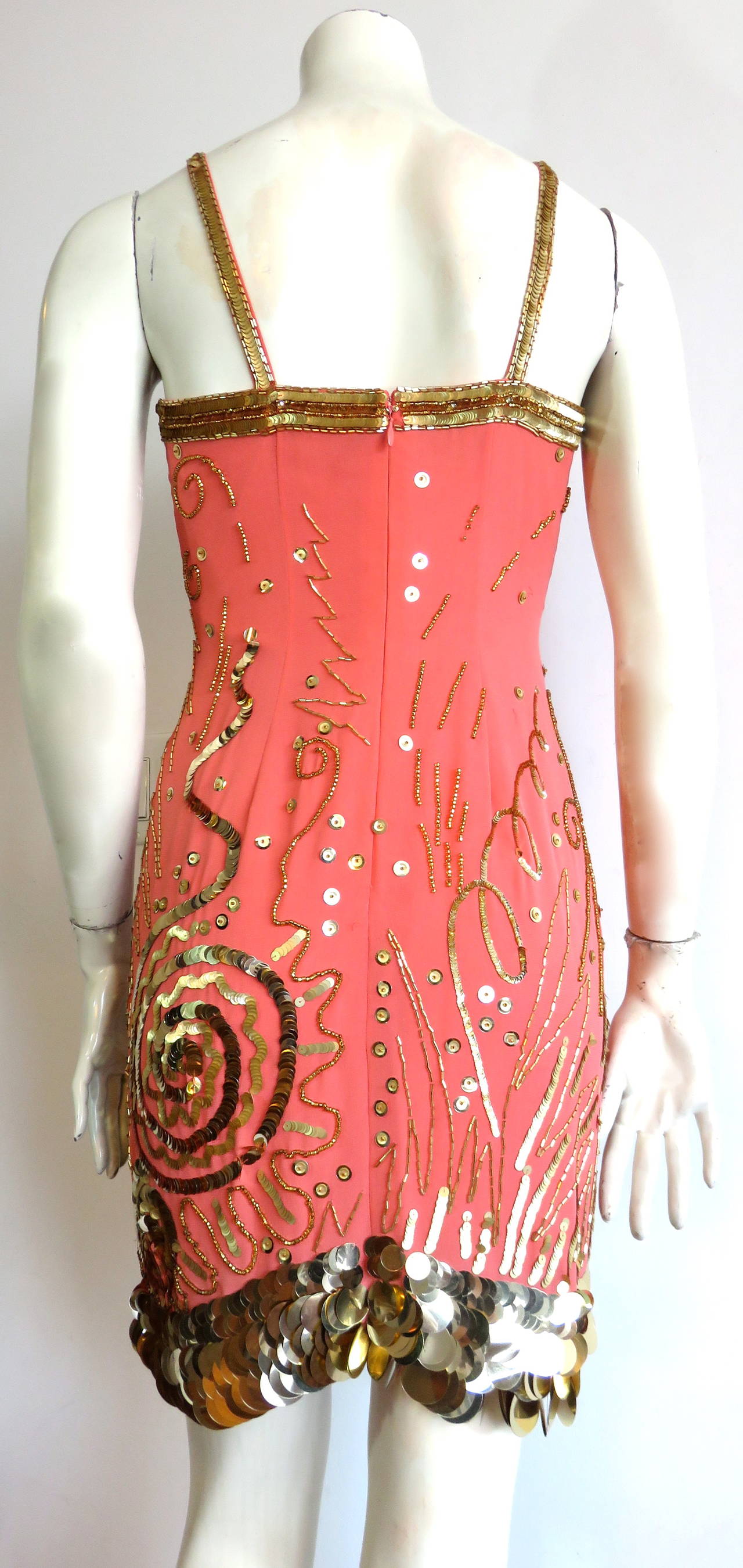 1980's FABRICE Embellished silk cocktail dress For Sale 4