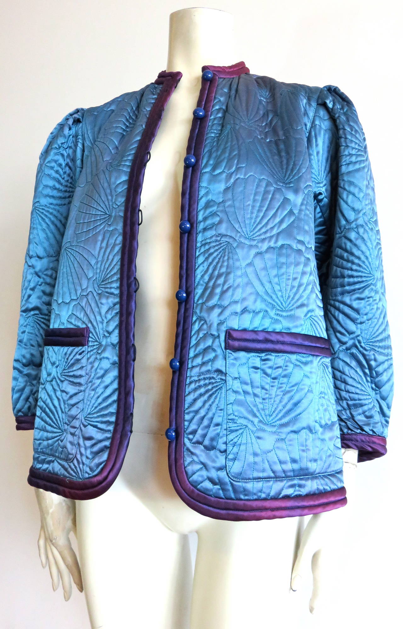 1970's YVES SAINT LAURENT Satin jacket For Sale 2