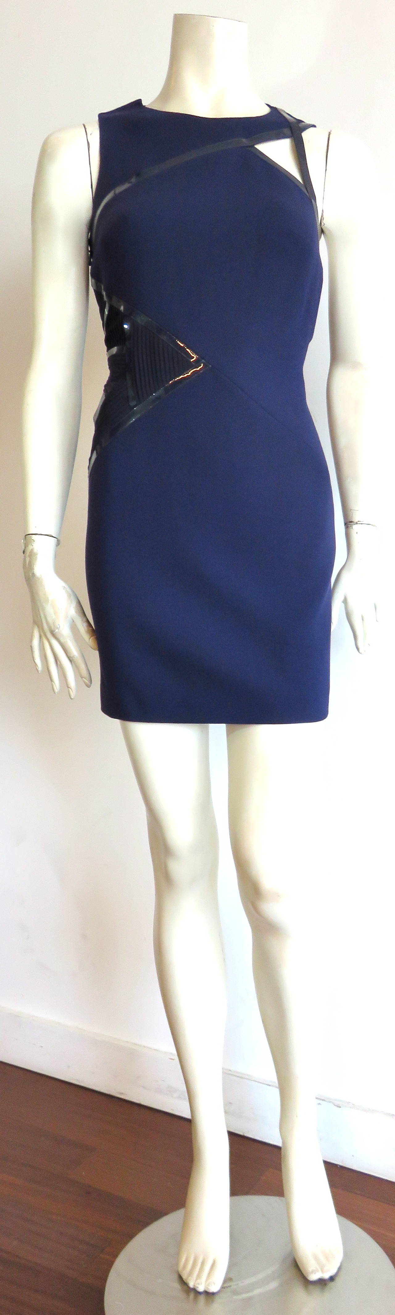 2010 VERSACE Ultramarine cut-out detail cocktail dress In Excellent Condition For Sale In Newport Beach, CA