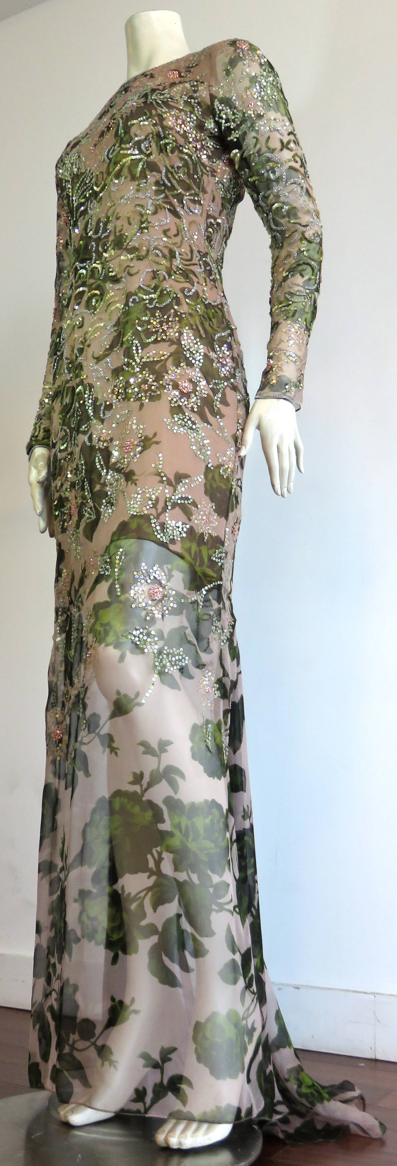 OSCAR DE LA RENTA Ravishing silk chiffon evening dress 4
