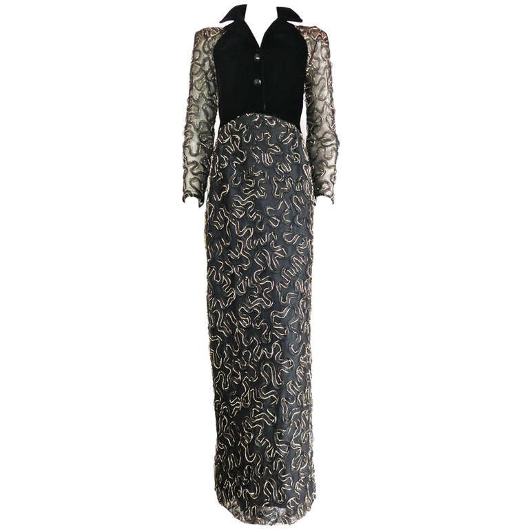 1980's JACQUELINE DE RIBES Couture evening dress For Sale