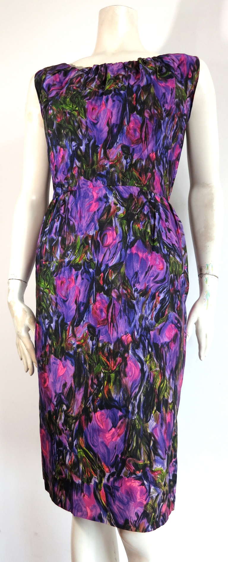 1961 CHRISTIAN DIOR NY Floral dress & jacket set In Excellent Condition For Sale In Newport Beach, CA