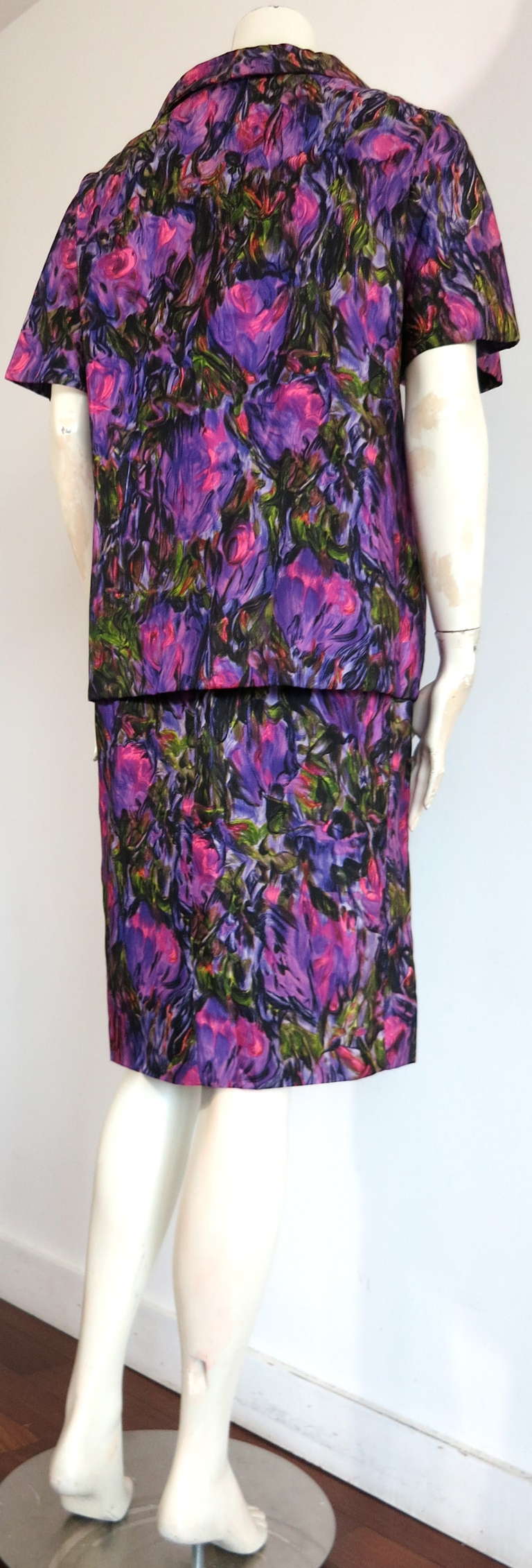 1961 CHRISTIAN DIOR NY Floral dress & jacket set For Sale 4