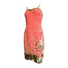 1980's FABRICE Embellished silk cocktail dress