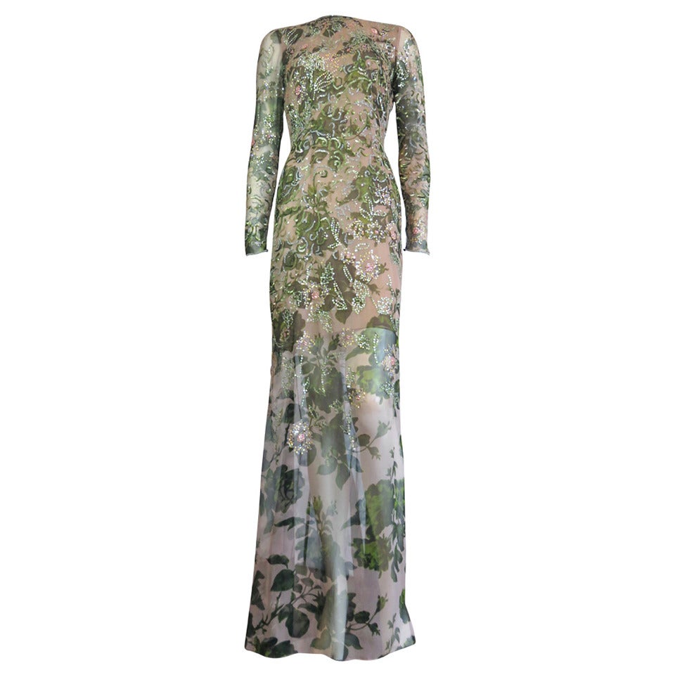 OSCAR DE LA RENTA Ravishing silk chiffon evening dress