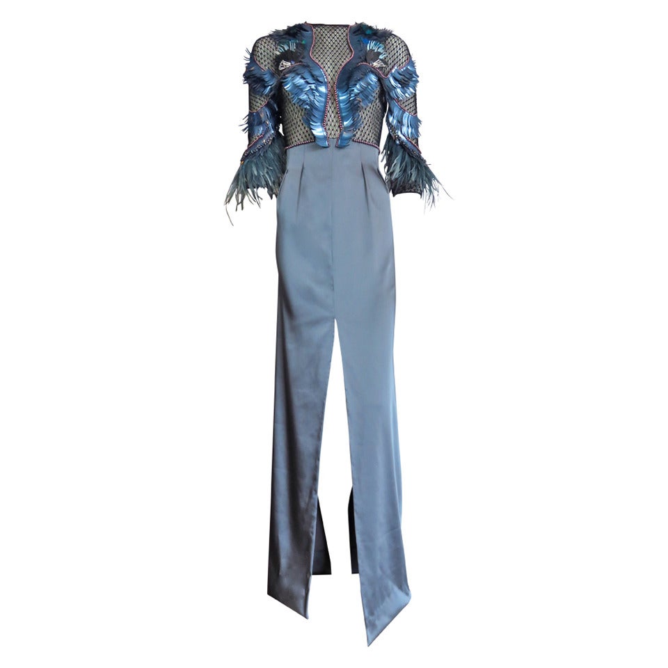 2013 GUCCI ITALY 'Bird of Night' Embellished evening dress