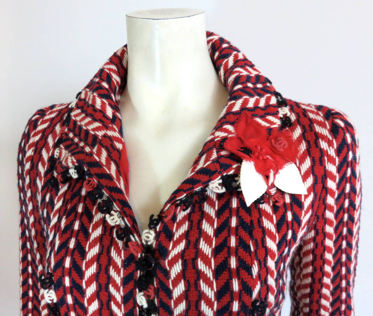 CHANEL PARIS Herringbone stripe jacket with CC trims